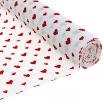 Papel crepé con corazones Crepe de floristería Día de la Madre rojo, blanco 50 × 250cm