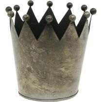 Artículo Deco corona aspecto envejecido mesa de metal gris decoración Ø15cm H15cm