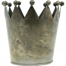 Artículo Deco corona aspecto envejecido mesa de metal gris decoración Ø15cm H15cm