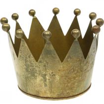 Artículo Decoración de mesa de metal con aspecto de latón envejecido corona decorativa Ø14cm H9cm