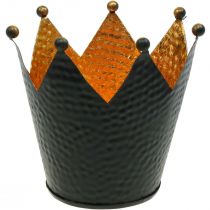 Portavelas corona oro negro decoración de mesa metal H13.5cm