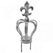 Tapón decorativo corona de metal gris, blanco lavado Ø6,5cm H12cm