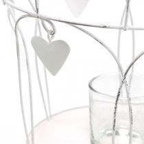 Artículo Corona con decoración de corazón, portavelas, blanco shabby chic Ø19cm H28.5cm