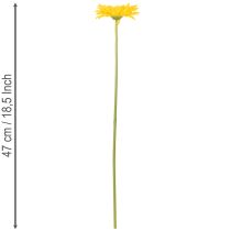 Artículo Flores artificiales de gerbera, amarillo brillante, flores de jardín, 47 cm, 6 unidades