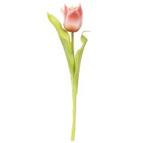Artículo Corona de flores artificiales de tulipanes morados y rosas, 7 unidades en ramo de 34 cm