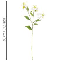 Artículo Flor artificial de gloriosa, blanca y amarilla, elegante rama florida para decoración, 80 cm, 3 piezas.