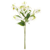 Artículo Flor artificial de gloriosa, blanca y amarilla, elegante rama florida para decoración, 80 cm, 3 piezas.