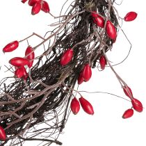 Artículo Corona artificial de rosa mosqueta decorativa de otoño roja Ø50cm