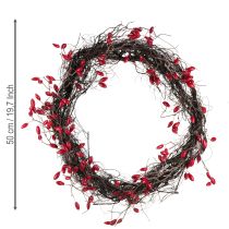 Artículo Corona artificial de rosa mosqueta decorativa de otoño roja Ø50cm