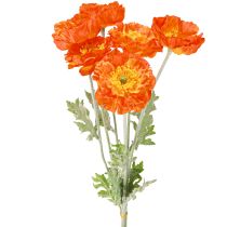 Artículo Amapolas artificiales flores de verano naranja Ø7cm L78cm 3uds