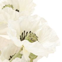 Artículo Amapolas artificiales en flores de seda blanca L78 6 piezas