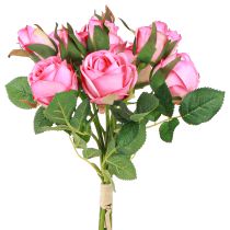 Artículo Rosas artificiales en ramo Flores artificiales rosa 36 cm 12 piezas