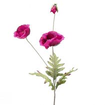 Amapolas artificiales flores decorativas de seda rosa 70cm