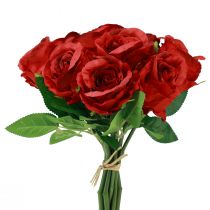 Artículo Rosas artificiales en ramo rojo 30cm 10 piezas