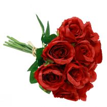 Artículo Rosas artificiales en ramo rojo 30cm 10 piezas