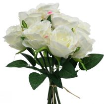 Rosas artificiales en ramo blanco 30cm 8ud