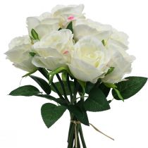 Artículo Rosas artificiales en ramo blanco 30cm 8 piezas