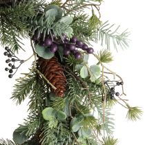 Artículo Corona de Adviento artificial decorativa con bayas moradas Ø45cm