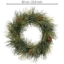 Artículo Corona de ramas de pino artificiales con piñas de 60 cm