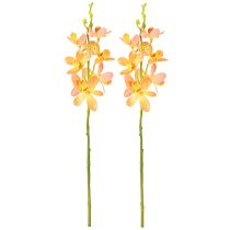 Artículo Rama de orquídea artificial 8 flores naranja L38cm 2 piezas