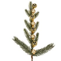 Artículo Rama de abeto artificial con mini adornos navideños dorados, 46 cm, 2 unidades.