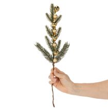 Artículo Rama de abeto artificial con mini adornos navideños dorados, 46 cm, 2 unidades.
