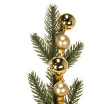 Artículo Rama de abeto artificial con mini adornos navideños dorados, 46 cm, 2 unidades.