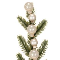 Artículo Rama de abeto artificial con mini adornos navideños blancos, 46 cm, 2 unidades.