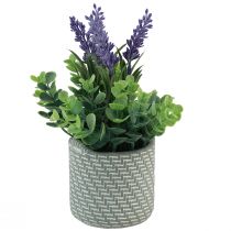 Artículo Lavanda artificial en maceta de cerámica verde violeta Al. 22 cm