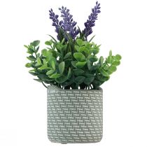 Artículo Lavanda artificial en maceta de cerámica verde violeta Al. 22 cm