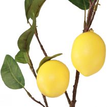 Artículo Rama decorativa de limón artificial con 3 limones amarillos 65cm