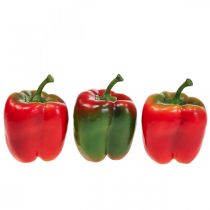 Decoración de verduras artificiales pimiento rojo verde Ø 8cm H13cm 3ud