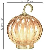 Artículo Decoración de calabaza de cristal, decoración de mesa de calabaza de cristal naranja Ø14cm H18cm