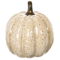 Artículo Decoración de calabaza de cerámica con LED y cara sonriente, 13 cm.