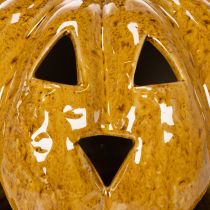 Artículo Calabaza de cerámica con cara, decoración LED, Halloween, 19 cm