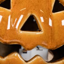 Artículo Calabaza de cerámica con luz LED, decoración pequeña de Halloween de 10 cm.