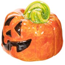 Artículo Figura decorativa de calabaza de cerámica para otoño y Halloween, 8 cm.