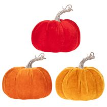 Artículo Calabaza de tela como decoración de mesa, decoración otoñal, 13 cm, 3 piezas