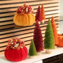 Artículo Calabaza de tela como decoración de mesa, decoración otoñal, 13 cm, 3 piezas