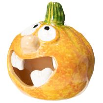 Artículo Figura decorativa de calabaza y portavelas, cara divertida, decoración otoñal, 12 cm, 2 piezas