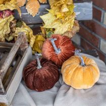 Calabaza Deco Otoño Naranja Marrón Flocado Ø12cm 3pcs