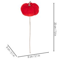 Artículo Calabaza decorativa en alambre, decoración otoñal, terciopelo, juego de tres colores, 8 cm, 9 piezas