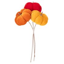 Artículo Calabaza decorativa en alambre, decoración otoñal, terciopelo, juego de tres colores, 8 cm, 9 piezas