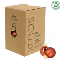 Artículo Mini bolas navideñas vidrio rojo óxido mate/brillante Ø2cm 44ud
