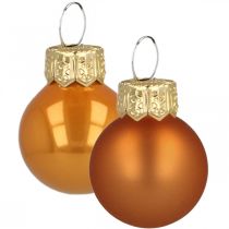 Mini bolas navideñas cristal naranja mate/brillante Ø2cm 45p