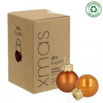 Artículo Mini bolas navideñas cristal naranja mate/brillante Ø2cm 44p