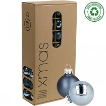 Artículo Bolas de navidad cristal bola de cristal azul mate/brillante Ø4cm 60 piezas