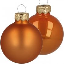Artículo Bolas de navidad bolas de cristal naranja mate/brillante Ø4cm 60p