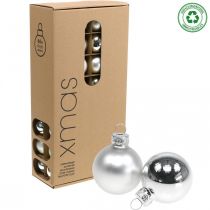 Artículo Bolas navideñas bola de cristal plateada mate/brillante Ø4cm 60 piezas