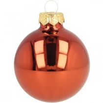 Artículo Bolas de navidad cristal rojo herrumbre mate brillante Ø5,5cm 26uds